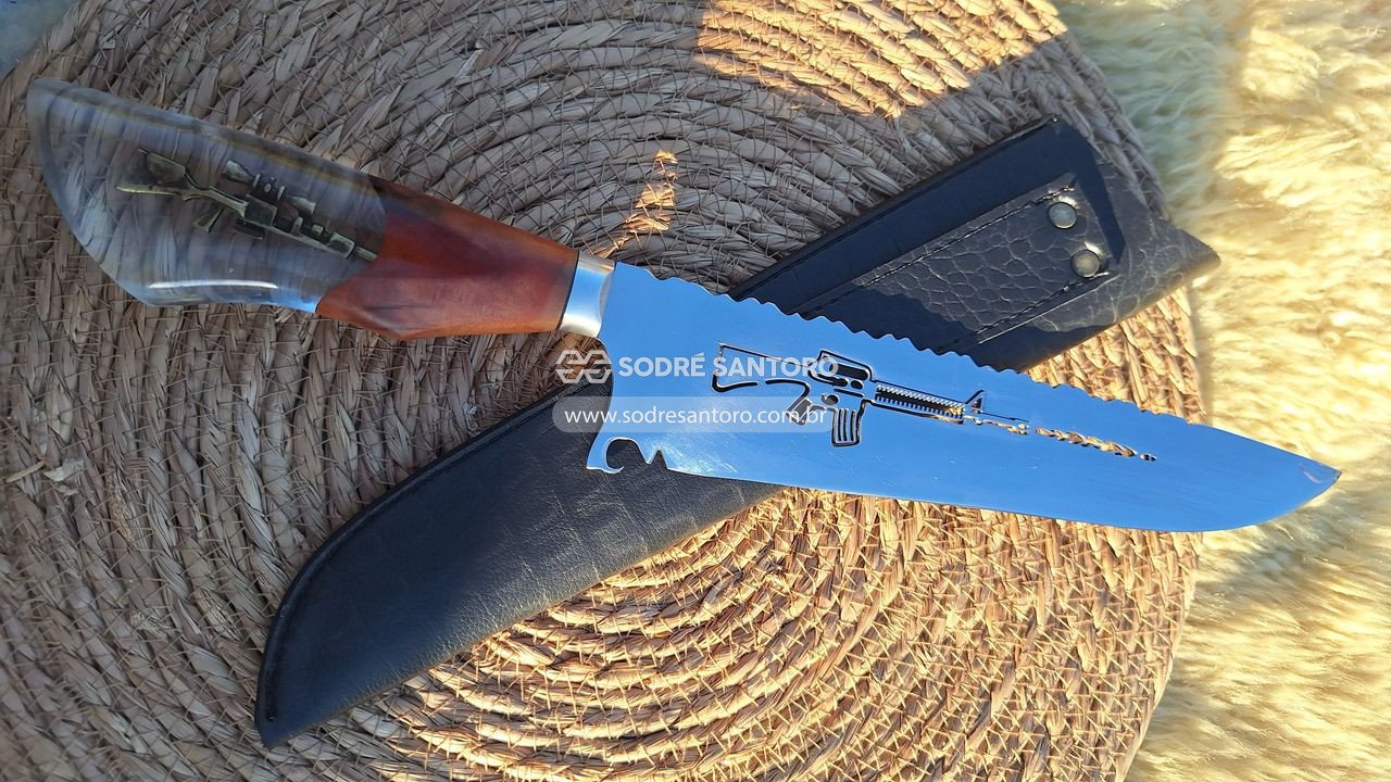 Foto de faca picanheira vazado arma aço 420 10" 3mm