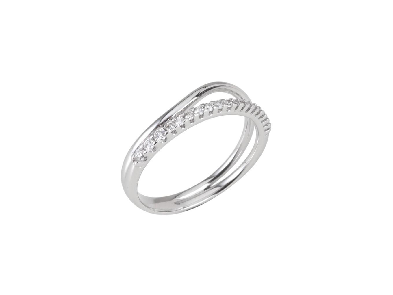 Foto de Vivara - Anel de ouro branco 18k e diamantes lapidação brilhante. Cerca de 2,9g. Medida 18.