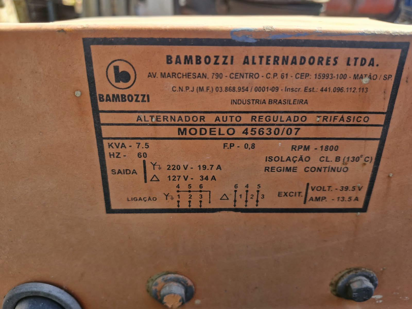 Foto de Gerador de Energia Bambozzi Trifásico 7.5 KVA - Montado em Carreta