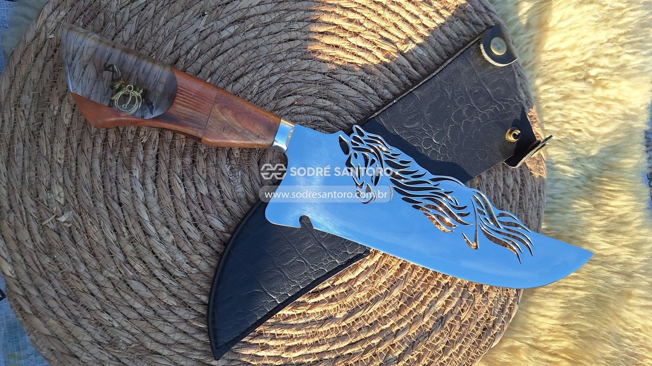 Foto de faca picanheira vazado cavalo 10"3mm aço 420