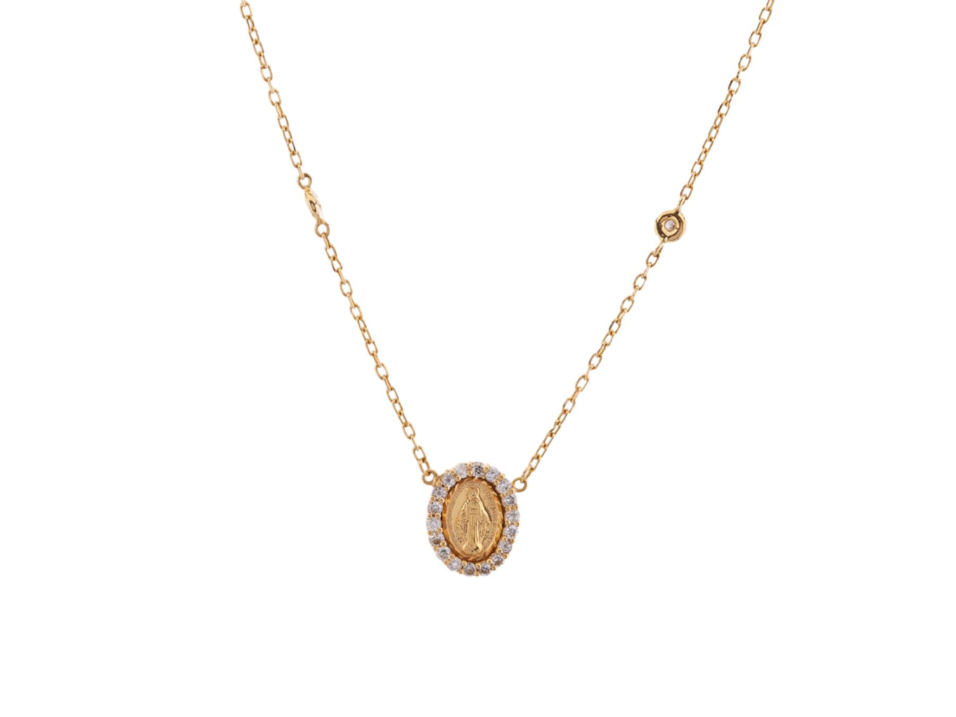 Foto de Colar de ouro amarelo 18k e diamantes lapidação brilhante. Cerca de 4,8g.
