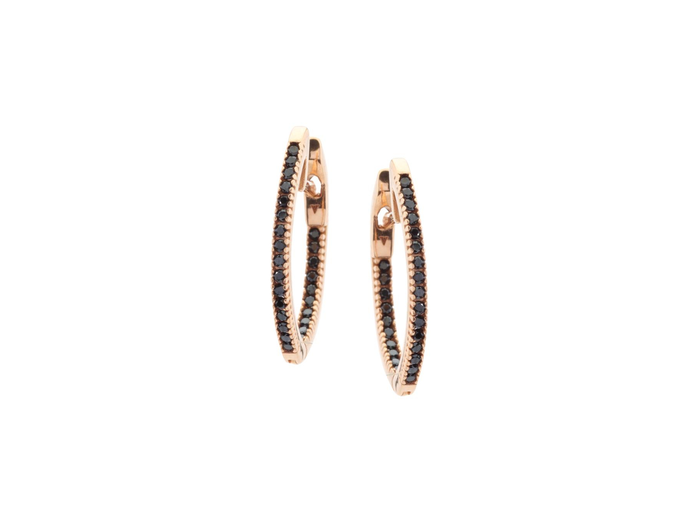 Foto de Vivara - Par de brincos de ouro rosa 18k e espinélios negros. Cerca de 2,7g.