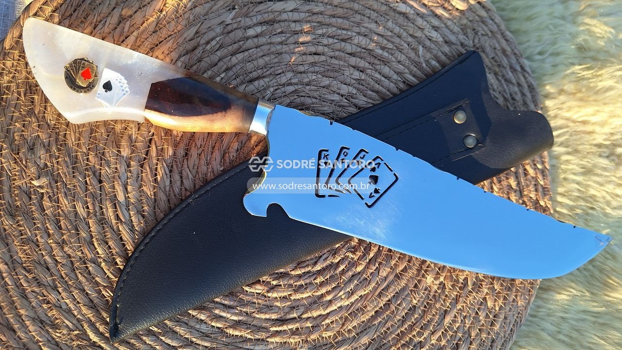 Foto de faca picanheira vazado poker 10"3mm aço 420