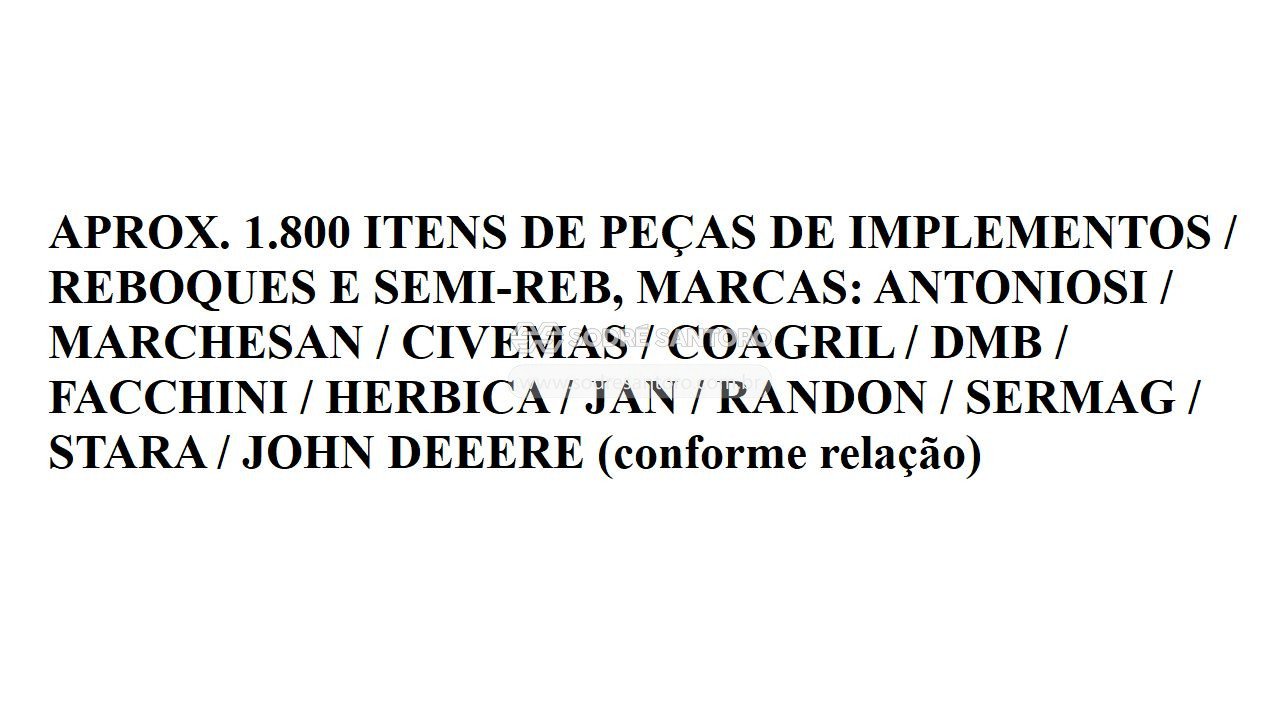 Foto de aprox 1.800 itens peças implementos/reboques/semi
