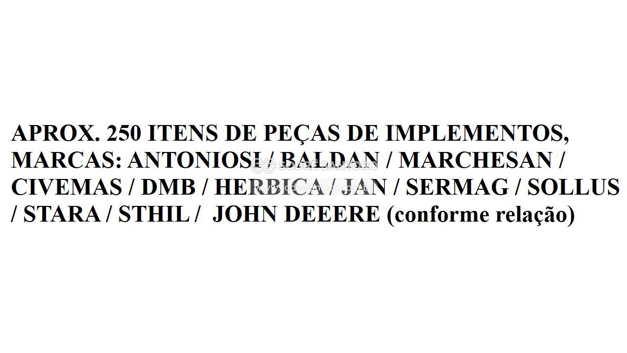 Foto de aprox. 250 itens de peças de implementos