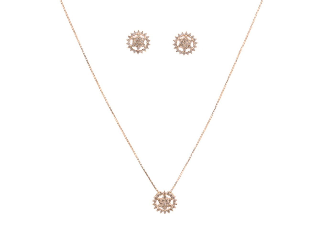 Foto de Vivara - Conjunto de gargantilha e par de brincos de ouro rosa 18k e diamantes lapidação brilhante. Cerca de 4,4g