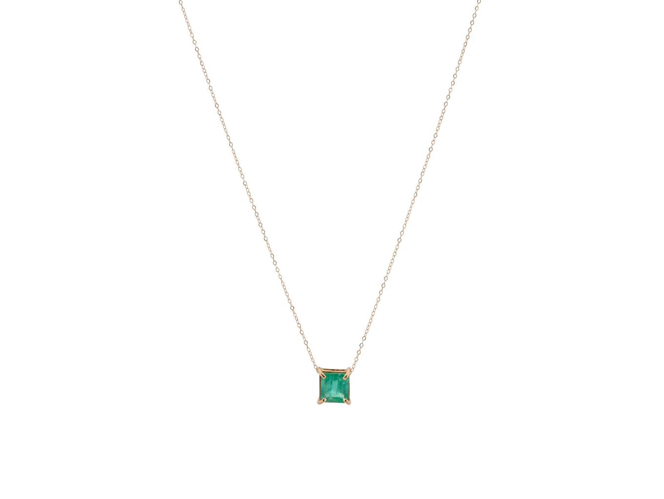 Foto de Gargantilha de ouro amarelo 18k e esmeralda regulando 1,36ct. Cerca de 1,2g.