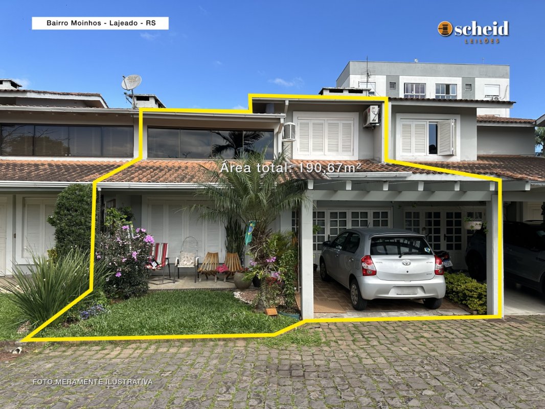 Foto de Casa nº 10, com área total de construção de 190,67m²; localizada no Condomínio Residencial Flamboyan, sito à rua Padre Theodoro Amstadt, nº 1167, Moinhos, Lajeado/RS