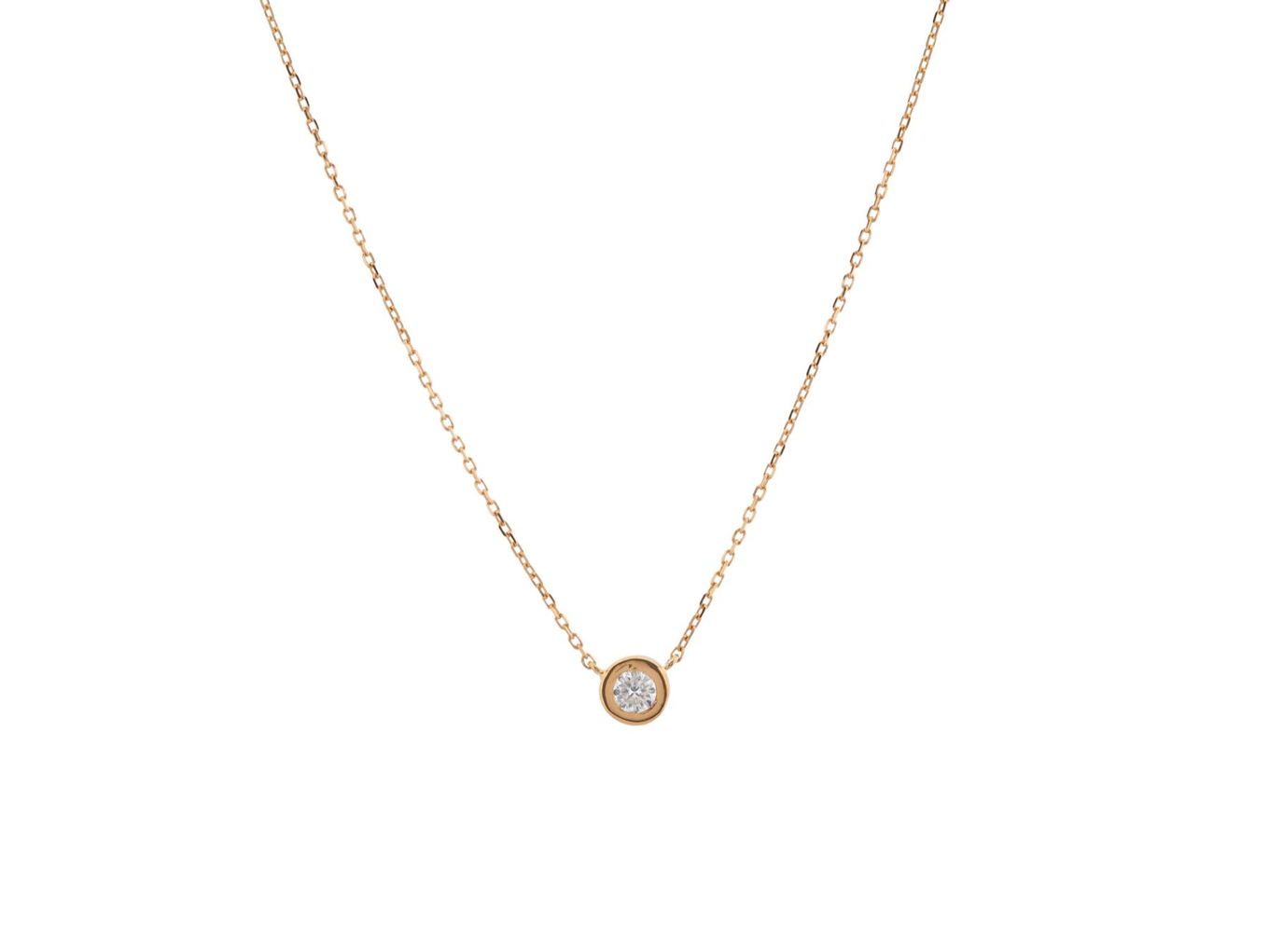 Foto de Gargantilha de ouro amarelo 18k e diamante lapidação brilhante regulando 0,35ct. Cerca de 3,1g.